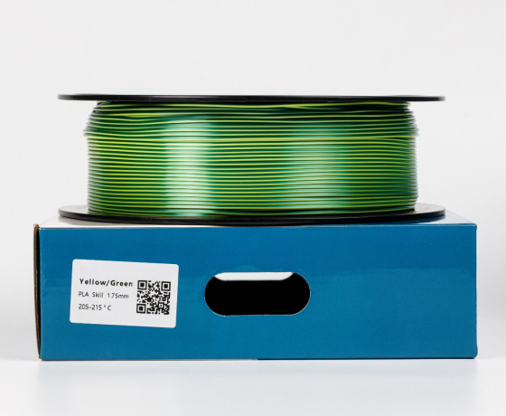 Фото 2 - Желтый Зеленый Пластик Шелковый | PLA SILK Yellow Green 1кг | 1.75мм | 330м