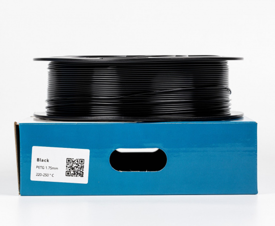 Фото 2 - Черный PETG (ПЭТГ) coPET пластик для 3D принтера Black PETG 1кг 1.75мм | 330м